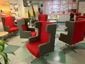 Is It Time for RISA To Dissolve? Lounge chairs donated by Cornell Tech replace a seldom used pool table.